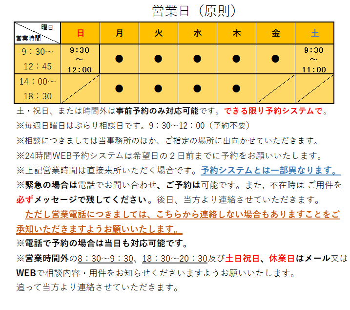 一週間の営業日